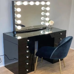 <span class=keywords><strong>Tocador</strong></span> <span class=keywords><strong>de</strong></span> Maquillaje Moderno <span class=keywords><strong>de</strong></span> Roble Personalizable para Mujer, Diseño Plegable, Luces LED Regulables, Panel <span class=keywords><strong>de</strong></span> Espejo Coiffeuse para Dormitorio - Product Image 5