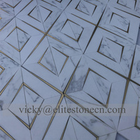 Mosaïque géométrique en marbre blanc de luxe, pierre naturelle, carrelage mural et de sol, design moderne, parquet pour salle de bain