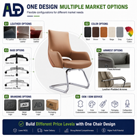 Chaise de bureau cantilever moderne en cuir PU, dossier moyen, chaise de visiteur exécutive, accoudoirs rembourrés, hauteur réglable, pour hôtel et chambre