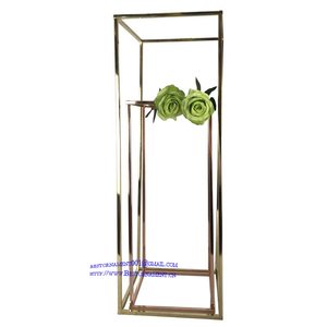 Wedding Tall Shiny 2 Meters Rose Gold Square Metal <strong>Plinth</strong> <strong>Stand</strong> - Product Image 4