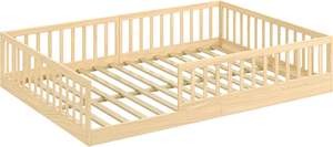 <span class=keywords><strong>Lit</strong></span> <span class=keywords><strong>au</strong></span> <span class=keywords><strong>sol</strong></span> en pin massif 140x200 cm <span class=keywords><strong>Lit</strong></span> <span class=keywords><strong>pour</strong></span> enfant avec barrière de sécurité et sommier à lattes Blanc/Couleur - Product Image 4