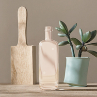 Bouteille ronde en verre transparent avec bouchon en liège, hermétique, anti-fuite, de qualité alimentaire, pour spiritueux, cosmétiques, personnalisable OEM