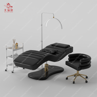 Lit d'extension de cils incurvé rose pour esthéticienne, salon de spa de luxe personnalisé de luxe