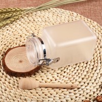 Offre Spéciale forme carrée 100 200 300g scellé vide soins de la peau pot rechargeable carré givré ABS plastique Pot poudre bain sel bouteille