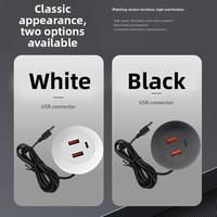 Prise de charge USB intégrée au bureau, 2A1C, charge rapide, trou de câble rond, installation facile