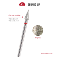 Fraise à ongles professionnelle en acier inoxydable chromé diamanté SHUANGJIA, durabilité russe, nettoyant pour cuticules et peaux mortes