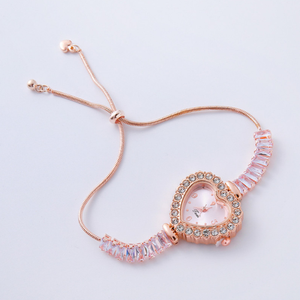 Reloj de Pulsera de Cuarzo para Mujer LP26, Estilo Diario, Esfera con Corazón Brillante y Diamantes de Imitación, Correa de Aleación Ajustable, Tipo Brazalete - Product Image 6