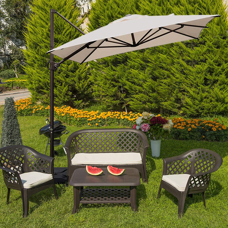 Humilde Offset Patio paraguas Rectangular voladizo paraguas colgar jardín paraguas con manivela y fácil de inclinación