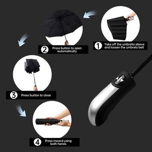 Paraguas Promocional Plegable de 3 Secciones, Apertura Automática, Personalizable con Logotipo, Resistente al Viento e Impermeable, para Publicidad Empresarial - Product Image 4