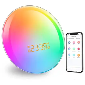 Réveil simulé lever et coucher de soleil réveil intelligent RVB coloré veilleuse blanc sec son magique couleur atmosphère - Product Image 1