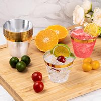 200 gobelets à glace jetables de 9 oz, sans BPA, conformes aux normes FDA, avec bord doré, verres à cocktail en plastique pour les mariages, Thanksgiving, les fêtes de Noël