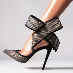 Nsh133 sapatos femininos stiletto com laço alto, moda feminina