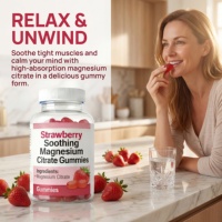 Bonbons Gélifiés Apaisants à la Fraise et au Citrate de Magnésium pour un Sommeil Amélioré en Bouteille – Ingrédients Naturels, Apaisement Musculaire, Extrait de Banane