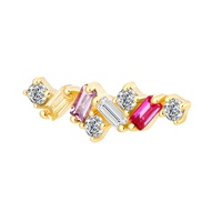Histoires de Piercing Piercing en or massif 14K Filetage interne Top Helix Conch Body Piercing Jewelry Mix Stones