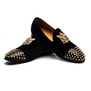 Men Luxury Loafers Buckle Slip on Suede Dress Shoes Velvet Dress Loafers Shoes