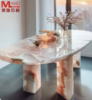 Ventes directes d'usine table à manger lumineuse en jade table basse en marbre de jade rose