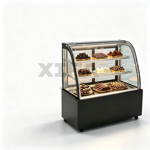 <span class=keywords><strong>Vitrina</strong></span> <span class=keywords><strong>Refrigerada</strong></span> de Acero Inoxidable con Vidrio Curvo, Duradera y de Larga Vida Útil, Exhibidor de Pasteles con Certificación CE para Panadería - Product Image 1