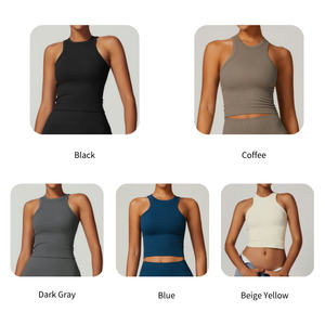 Chaleco <span class=keywords><strong>de</strong></span> gimnasio sin costuras al por mayor, <span class=keywords><strong>camisetas</strong></span> <span class=keywords><strong>de</strong></span> compresión sin mangas, Top <span class=keywords><strong>de</strong></span> yoga para correr para mujer, ropa deportiva, Top corto <span class=keywords><strong>de</strong></span> entrenamiento acolchado - Product Image 2