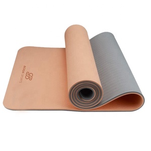 Tapis de yoga de haute qualité 6 mm bicolore en TPE avec logo imprimé, écologique et biologique, équipement d'exercice BG-02 - Product Image 4