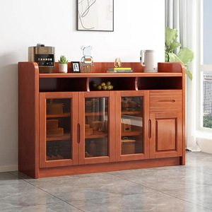 Dazhang Jiaju Solid Wood <b>Sideboard</b> 900mm High With Glass Doors Storage Cabinet For Kitchen And Living Room - Product Image 4
