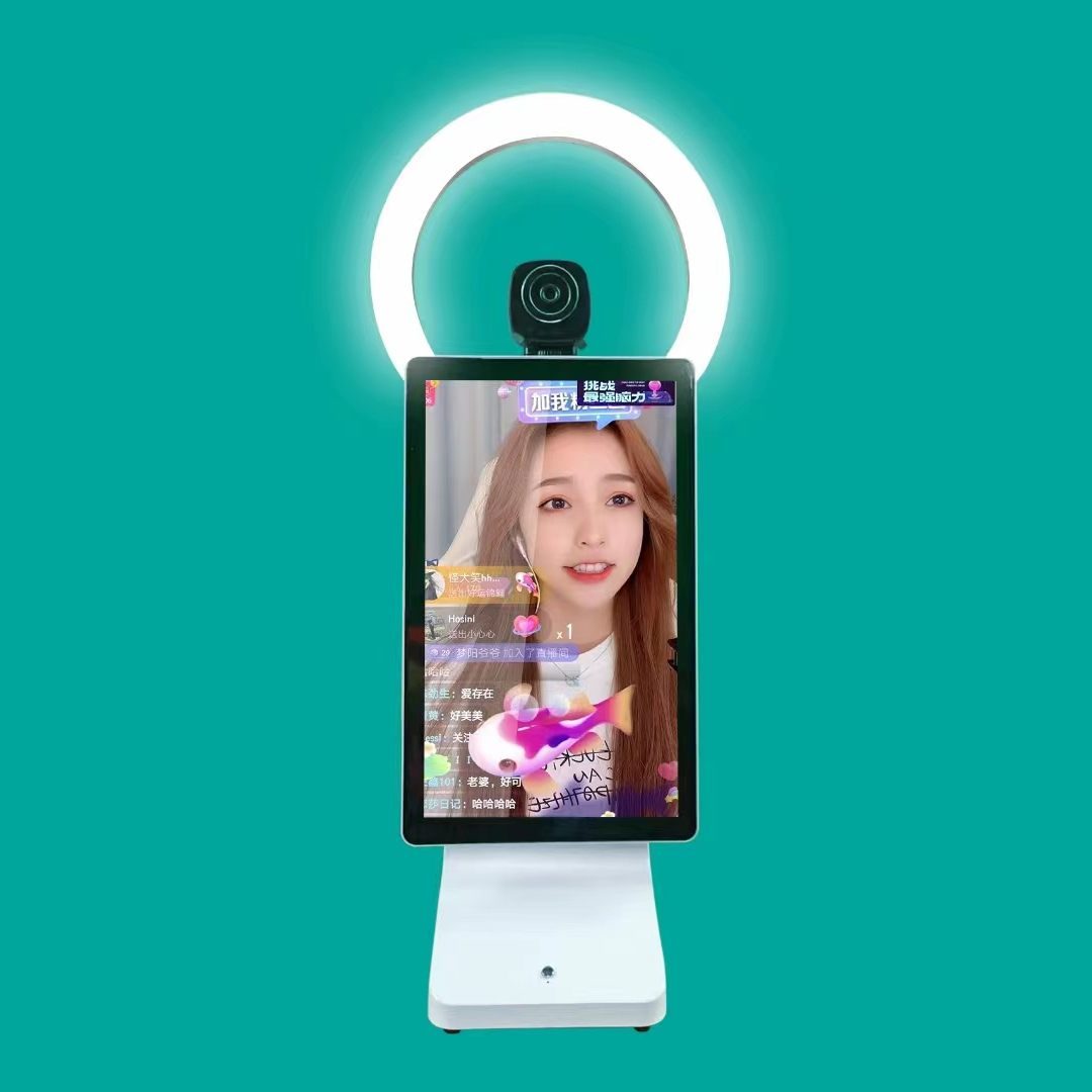 Привлекательная вертикальная машина для прямой трансляции 13,3 дюймов, умное оборудование для потоковой трансляции, интерактивный экран для прямой трансляции, рекламные дисплеи