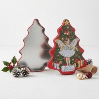 Boîte en métal en forme de sapin de Noël, boîte cadeau pour bonbons, boîte en métal en forme de sapin, boîte de rangement pour biscuits et chocolats de Noël, emballage en vrac pour les fêtes