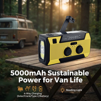 Lampe torche radio d'urgence pour utilisation nocturne, camping, batterie externe 5000mAh, panneau solaire USB-C, manivelle, sirène SOS, lampe torche LED