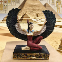 Statue de déesse en résine peinte, style européen, ailes écartées, pose agenouillée, mythe exotique, base noire dorée, décoration de bureau intérieure, cadeau