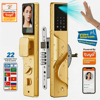 Kunci Pintu Pintar WiFi Tuya untuk Pintu Kayu, Pengenal Wajah 3D, Pengenal Telapak Tangan, Tahan Air IP66, Kamera HD, Dukungan Cloud, Dukungan Multi-Bahasa