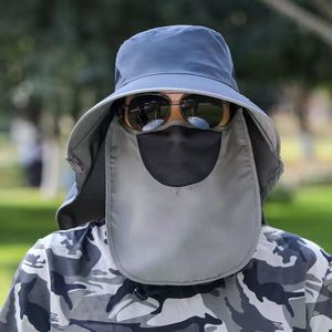Sombrero de pescador para hombre de verano con visera desmontable, protección solar, ala ancha, para exteriores, transpirable, con cubrecuello para adultos - Product Image 4
