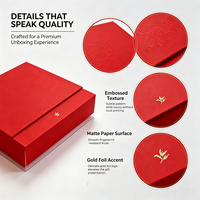 Boîte cadeau rigide magnétique de luxe rouge recyclée Forest Packing avec logo en feuille d'or gaufrée pour mariage, entreprise, emballage de produits de soin de la peau