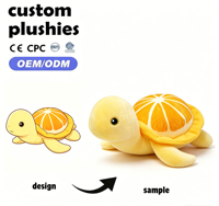 Jouet en peluche tortue orange amusant et mignon avec rembourrage en coton PP, design créatif en forme de coquille d'agrumes pour le soulagement du stress et la décoration de la maison, idéal comme cadeau