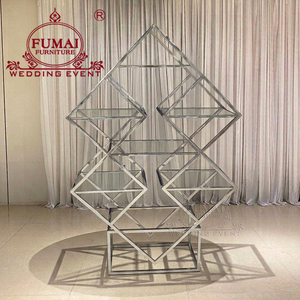 ชั้นวางไวน์กรอบสแตนเลสสีทองสำหรับตกแต่งงานแต่งงาน - Product Image 5