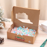 Scatola per Dessert Natalizia in Carta Kraft con Finestra, Confezione in Carta per Caramelle, Coperchio Trasparente, Scatola Regalo Personalizzata per Pasticceria, Vendita all'Ingrosso