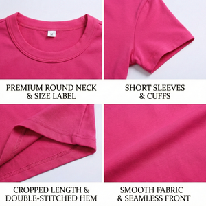 Camiseta Corta de Algodón con Cuello Redondo y Manga Corta, Estilo Y2K, Sexy y Ajustada, Personalizada y de Bajo Costo para Mujer - Product Image 4