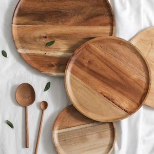Hot Selling Easy Clean Cake <b>Dishes</b> Dessert <b>Serving</b> Platter Acacia Wood Plates Wooden Plate <b>Sets</b> <b>Dishes</b> & Plates - Product Image 2