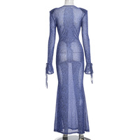 Viviblook D25DS419 Robes pour femmes, nouvelle collection d'hiver, imprimé léopard, velours, maille, col en V, évasée, manches longues, robe de soirée Naxi