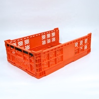 Présentoir de supermarché utilisant des caisses / boîtes / paniers en plastique ventilés pliables pour légumes et fruits frais pour le stockage et la distribution