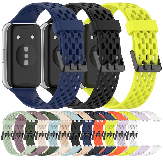 Quick Release Watch Bands Hole Style Silicone Watch Strap for Huawei Band 11/11 NFC/11 Pro/11 Pro NFC