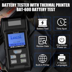 Cho lancol 12V 24V 48V pin mới Tester Xe pin Tester với máy in 99 nhóm dữ liệu xem xét 1 năm bảo hành OEM ODM - Product Image 3