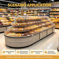 Étagère de présentation en bois à grain naturel pour snacks, comptoir multi-niveaux pour fruits secs, noix et bonbons, étagère alimentaire en bois pour supermarché
