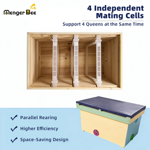 Nuevo Núcleo de Acoplamiento Multi-Compartimento para Abejas Reina 51*29*26cm, Colmena de Madera para Apicultura con Cubierta de Malla y 3 Divisores - Product Image 1