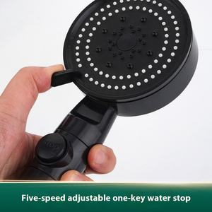 Cabezal de ducha presurizado de mano de cinco velocidades Samurai, elemento de filtro extraíble, rociador de ducha de baño negro, características del inodoro - Product Image 4