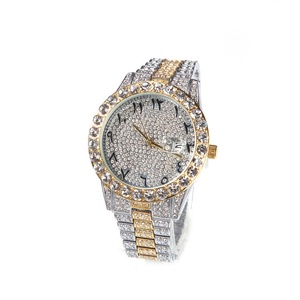 Iced Out Arabe Nombre <span class=keywords><strong>Montre</strong></span> Diamant Bling Montres Rondes Pour Hommes Femmes Montres En Gros - Product Image 2