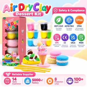 Kit de pâte à modeler à séchage à l'air libre 12 couleurs pour enfants avec 6 coupelles et 3 outils de sculpture, emballage personnalisé OEM - Product Image 6