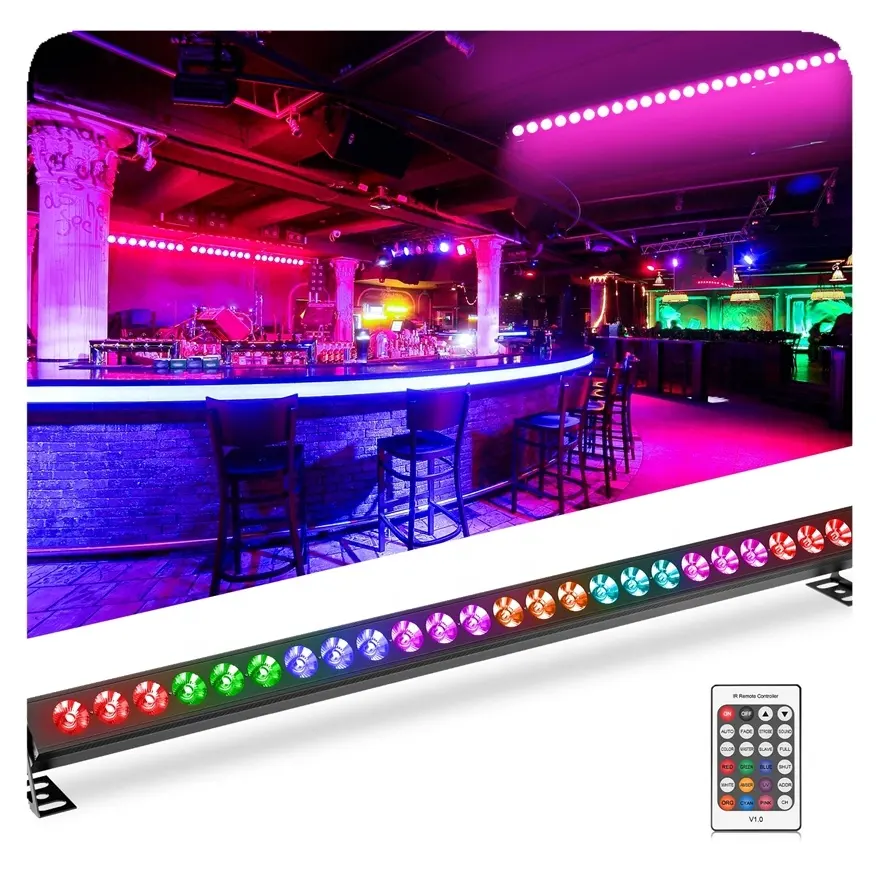 Nouveau 24Pcs Rgb 3In1 Strobe Rideau Fond Atmosphère Led Teinture Pour Scène Bar Hôtel Maison Mur Lavage Lumières Lampe