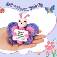 Nueva muñeca de mariposa de energía positiva de ganchillo hecha a mano, insecto de dibujos animados, adorno emocional, regalo de vacaciones, decoración de fiesta