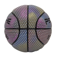 Ballon de basket léger en cuir PU réfléchissant arc-en-ciel taille 1 pour enfants, avec logo personnalisé, norme américaine