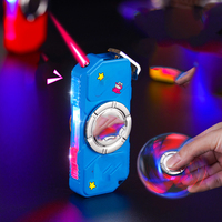 Briquet anti-stress rotatif lumineux en métal, rechargeable au gaz butane, coupe-vent, avec allumage à griffes