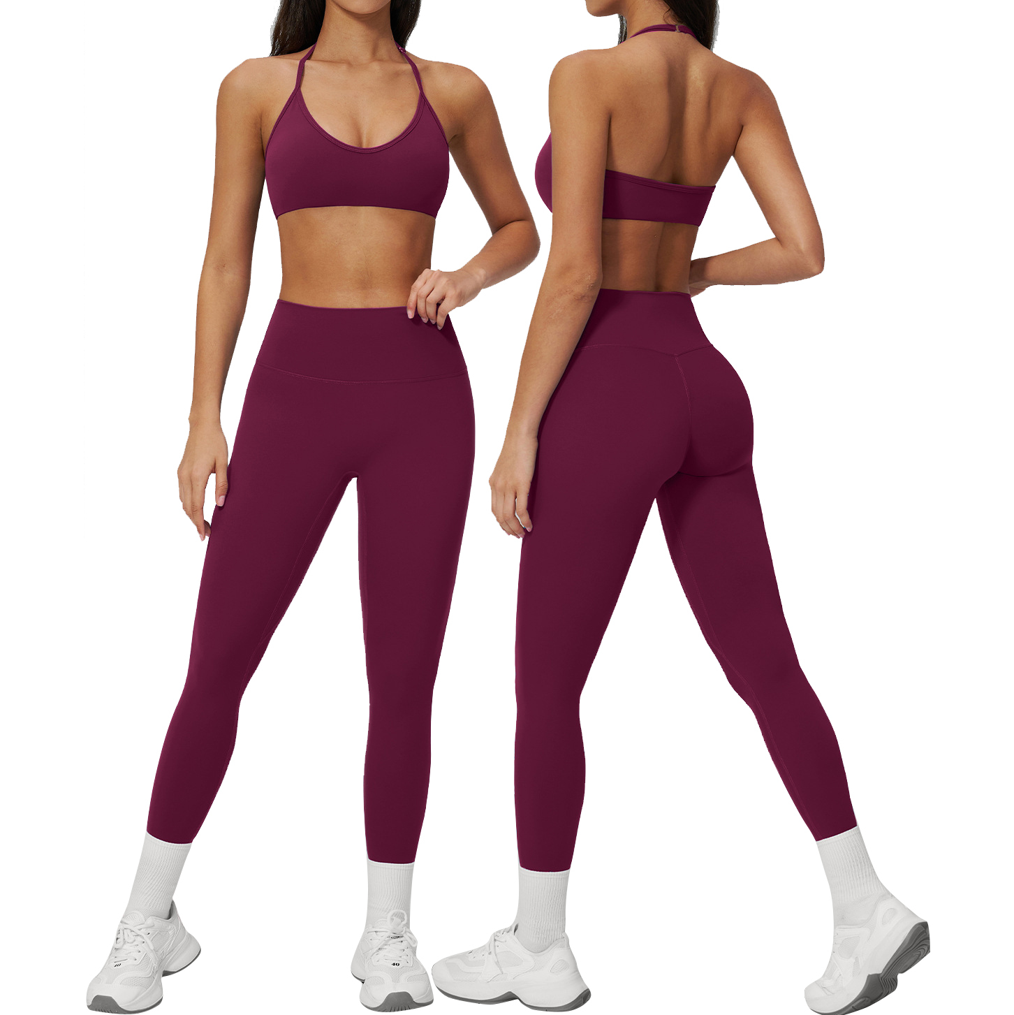 European and American Sanding Yoga Suit Women's Lightweight Quick-Drying Bra Fitness Suit 2-Piece Set Outdoor Running Shorts